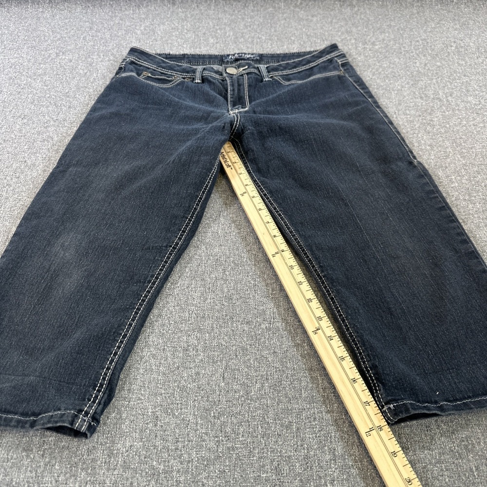 Fade To‎ Blue Womens Capri Jeans Size 12 Dark Wash Stretch Cropped Denim Pants - Picture 5 of 6